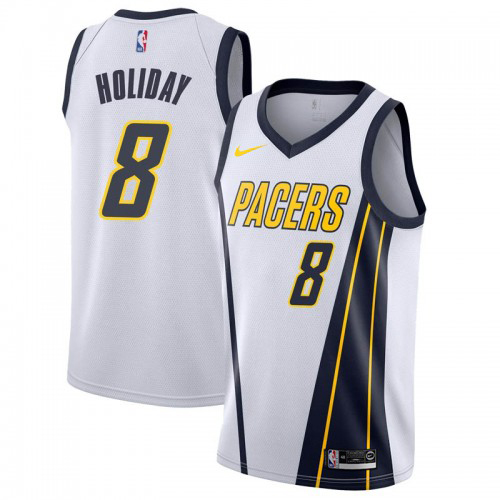 Nike Pacers #8 Justin Holiday White NBA Swingman Earned Edition Jersey