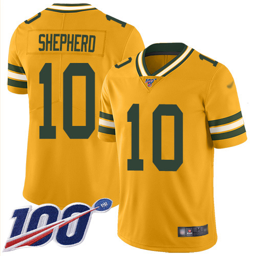 Nike Packers #10 Darrius Shepherd Gold Men's Stitched NFL Limited Inverted Legend 100th Season Jersey
