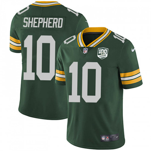 Nike Packers #10 Darrius Shepherd Green Team Color Men's 100th Season Stitched NFL Vapor Untouchable Limited Jersey