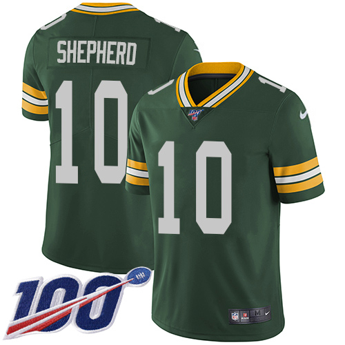 Nike Packers #10 Darrius Shepherd Green Team Color Men's Stitched NFL 100th Season Vapor Untouchable Limited Jersey