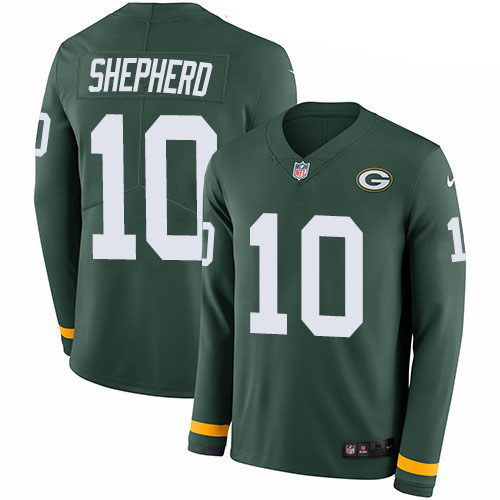 Nike Packers #10 Darrius Shepherd Green Team Color Men's Stitched NFL Limited Therma Long Sleeve Jersey
