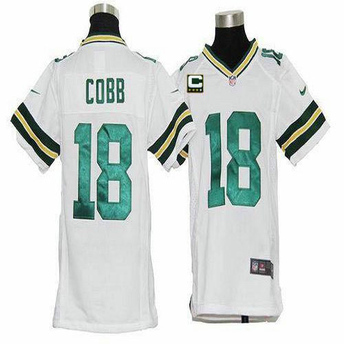 Nike Packers #18 Randall Cobb White With C Patch Youth Stitched NFL Elite Jersey