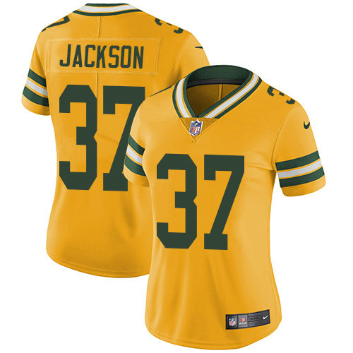 Nike Packers #37 Josh Jackson Yellow Women's Stitched NFL Limited Rush Jersey1