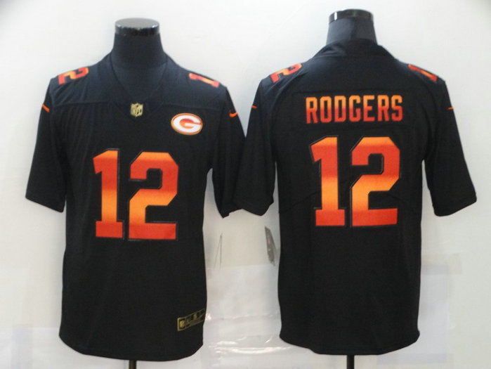 Nike Packers 12 Aaron Rodgers Black Colorful Fashion Limited Jersey