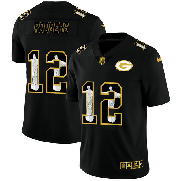 Nike Packers 12 Aaron Rodgers Black Jesus Faith Edition Limited Jersey