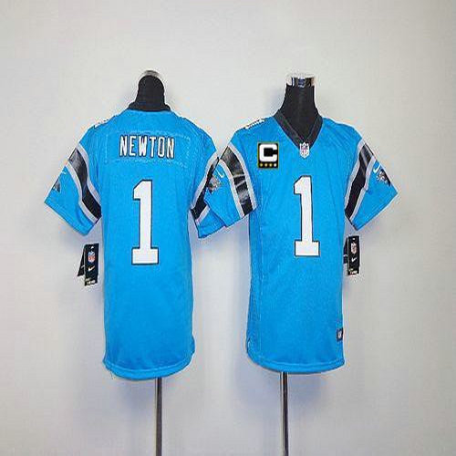 Nike Panthers #1 Cam Newton Blue Alternate With C Patch Youth Stitched NFL Elite Jersey