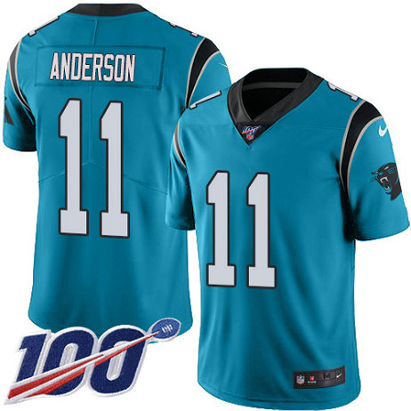 Nike Panthers #11 Robby Anderson Blue Alternate Men's Stitched NFL 100th Season Vapor Untouchable Limited Jersey