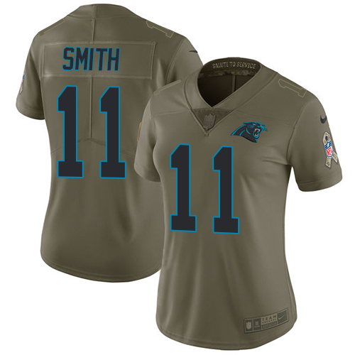 Nike Panthers #11 Torrey Smith Olive Women's Stitched NFL Limited 2017 Salute to Service Jersey