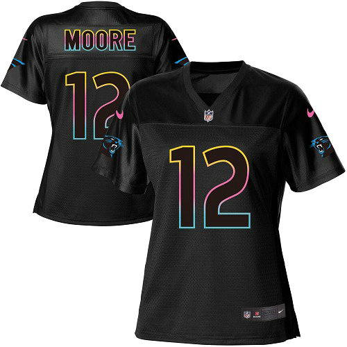 Nike Panthers #12 DJ Moore Black Women's NFL Fashion Game Jersey