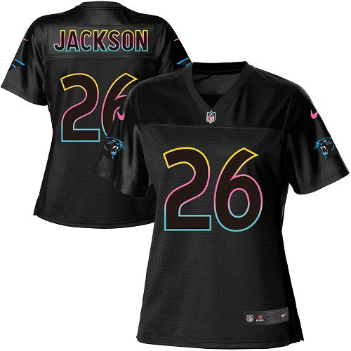 Nike Panthers #26 Donte Jackson Black Women's NFL Fashion Game Jersey