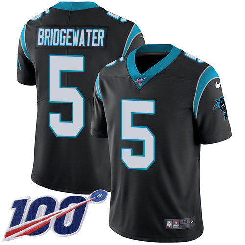 Nike Panthers #5 Teddy Bridgewater Black Team Color Men's Stitched NFL 100th Season Vapor Untouchable Limited Jersey