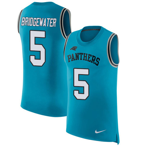 Nike Panthers #5 Teddy Bridgewater Blue Alternate Men's Stitched NFL Limited Rush Tank Top Jersey