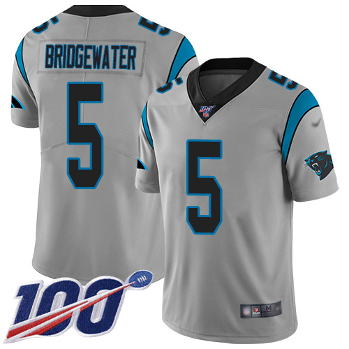 Nike Panthers #5 Teddy Bridgewater Silver Men's Stitched NFL Limited Inverted Legend 100th Season Jersey