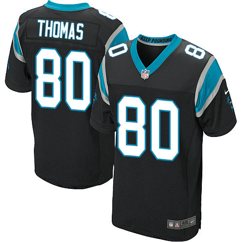 Nike Panthers #80 Ian Thomas Black Team Color Men's Stitched NFL Elite Jersey
