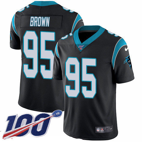 Nike Panthers #95 Derrick Brown Black Team Color Men's Stitched NFL 100th Season Vapor Untouchable Limited Jersey