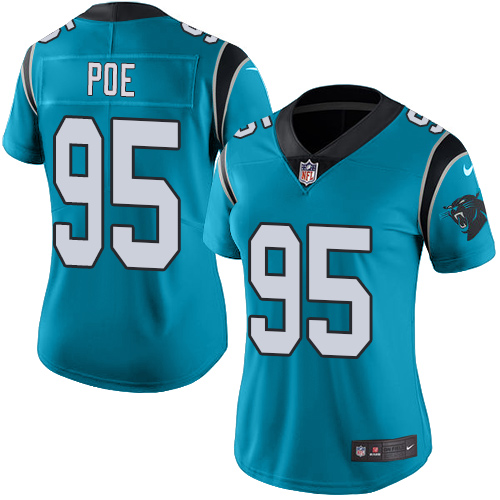 Nike Panthers #95 Dontari Poe Blue Women's Stitched NFL Limited Rush Jersey
