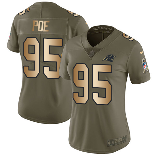 Nike Panthers #95 Dontari Poe Olive Gold Women's Stitched NFL Limited 2017 Salute to Service Jersey