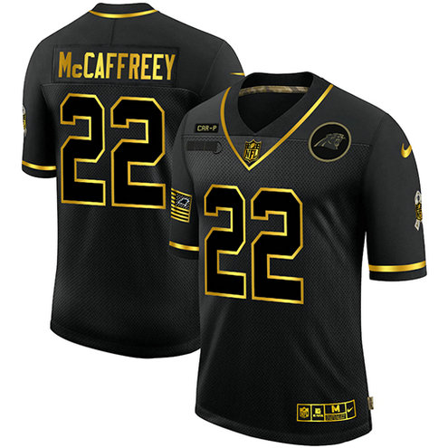 Nike Panthers 22 Christian McCaffrey Black Gold 2020 Salute To Service Limited Jersey