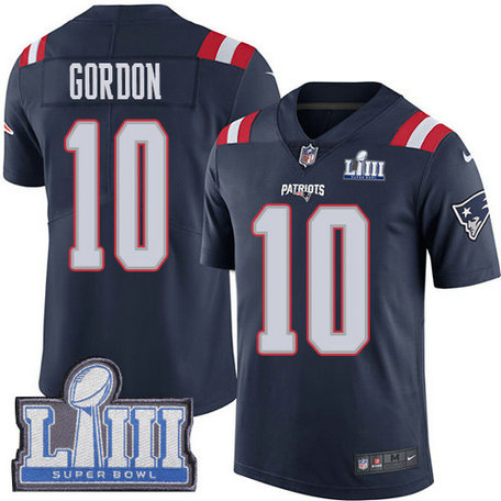 Nike Patriots #10 Josh Gordon Navy Blue Super Bowl LIII Bound Youth Stitched NFL Limited Rush Realtree Jersey