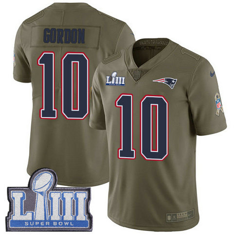 Nike Patriots #10 Josh Gordon Olive Super Bowl LIII Bound Youth Stitched NFL Limited 2017 Salute To Service Jersey