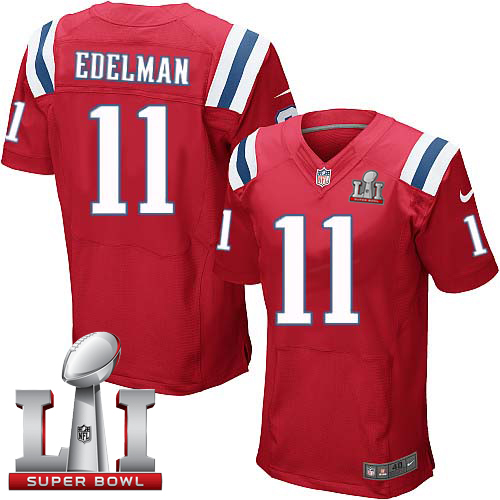 Nike Patriots #11 Julian Edelman Red Alternate Super Bowl LI 51 Elite Jersey