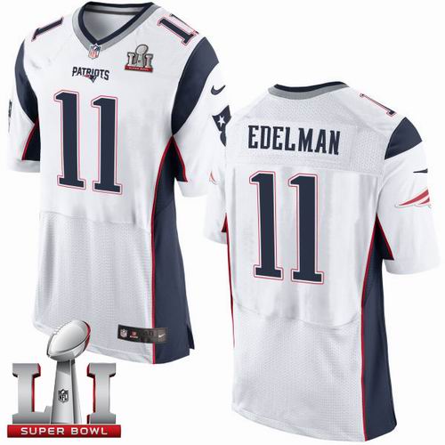 Nike Patriots #11 Julian Edelman White Super Bowl LI 51 New Elite Jersey