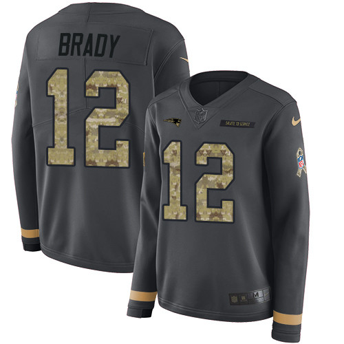 Nike Patriots #12 Tom Brady Anthracite Salute to Service