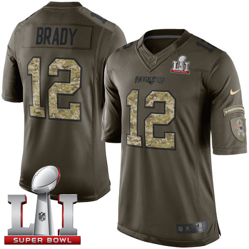 Nike Patriots #12 Tom Brady Green Super Bowl LI 51 Limited Salute to Service Jersey