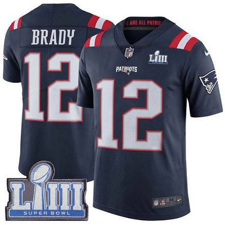 Nike Patriots #12 Tom Brady Navy Blue Super Bowl LIII Bound Youth Stitched NFL Limited Rush Realtree Jersey
