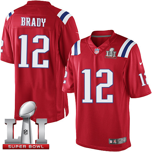 Nike Patriots #12 Tom Brady Red Alternate Super Bowl LI 51 Limited Jersey