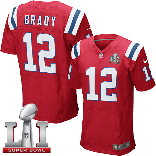 Nike Patriots #12 Tom Brady Red Alternate Super Bowl LI 51 elite jerseys