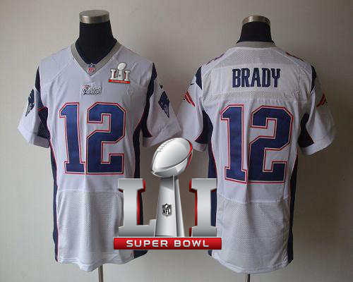Nike Patriots #12 Tom Brady White Super Bowl LI 51 Elite Jersey
