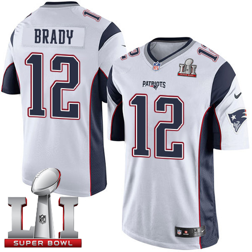 Nike Patriots #12 Tom Brady White Super Bowl LI 51 Limited Jersey