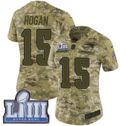 Nike Patriots #15 Chris Hogan Camo Super Bowl LIII Bound Women's Stitched NFL Limited 2018 Salute to Service Jersey