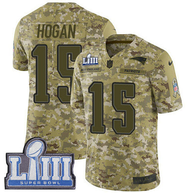 Nike Patriots #15 Chris Hogan Camo Super Bowl LIII Bound Youth Stitched NFL Limited 2018 Salute to Service Jersey