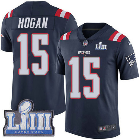 Nike Patriots #15 Chris Hogan Navy Blue Super Bowl LIII Bound Youth Stitched NFL Limited Rush Jersey