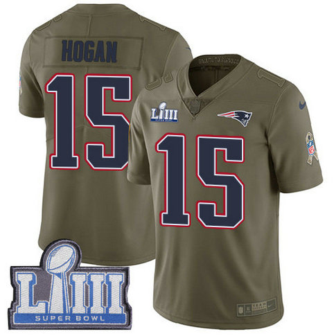 Nike Patriots #15 Chris Hogan Olive Super Bowl LIII Bound Youth Stitched NFL Limited 2017 Salute To Service Jersey