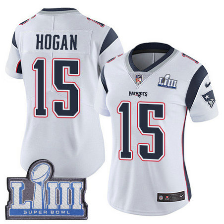 Nike Patriots #15 Chris Hogan White Super Bowl LIII Bound Women's Stitched NFL Vapor Untouchable Limited Jersey