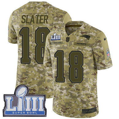 Nike Patriots #18 Matt Slater Camo Super Bowl LIII Bound Youth Stitched NFL Limited 2018 Salute To Service Jersey