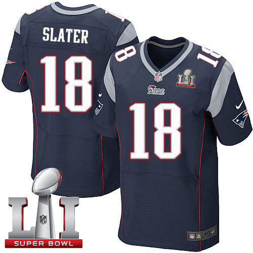 Nike Patriots #18 Matt Slater Navy Blue Team Color Super Bowl LI 51 Elite Jersey