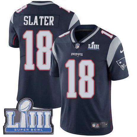 Nike Patriots #18 Matt Slater Navy Blue Team Color Super Bowl LIII Bound Youth Stitched NFL Vapor Untouchable Limited Jersey