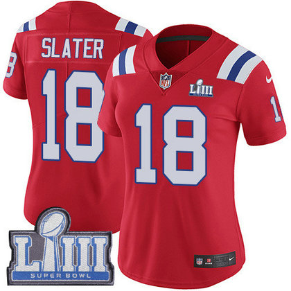 Nike Patriots #18 Matt Slater Red Alternate Super Bowl LIII Bound Women's Stitched NFL Vapor Untouchable Limited Jersey