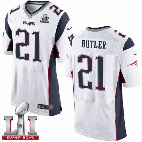 Nike Patriots #21 Malcolm Butler White Super Bowl LI 51 New Elite Jersey