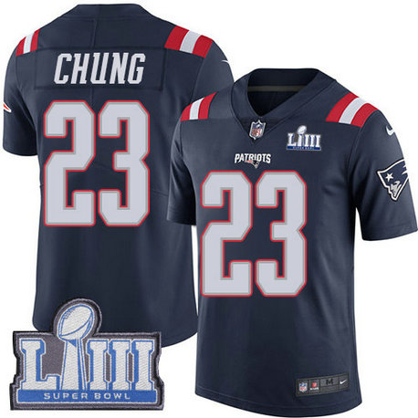 Nike Patriots #23 Patrick Chung Navy Blue Super Bowl LIII Bound Youth Stitched NFL Limited Rush Jersey
