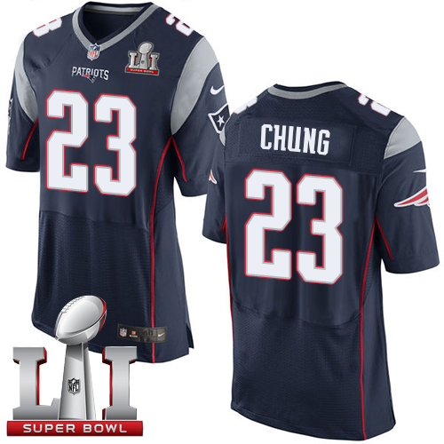 Nike Patriots #23 Patrick Chung Navy Blue Team Color Super Bowl LI 51 New Elite Jersey