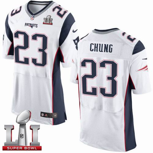 Nike Patriots #23 Patrick Chung White Super Bowl LI 51 New Elite Jersey