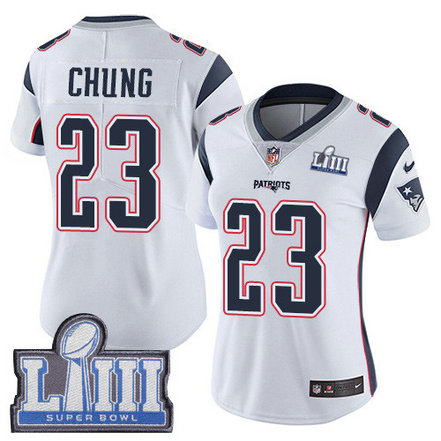 Nike Patriots #23 Patrick Chung White Super Bowl LIII Bound Women's Stitched NFL Vapor Untouchable Limited Jersey