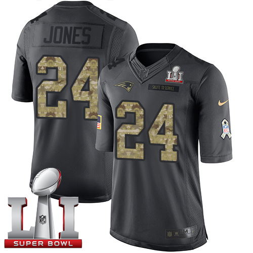 Nike Patriots #24 Cyrus Jones Black Super Bowl LI 51 Limited 2016 Salute To Service Jersey