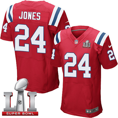 Nike Patriots #24 Cyrus Jones Red Alternate Super Bowl LI 51 Elite Jersey