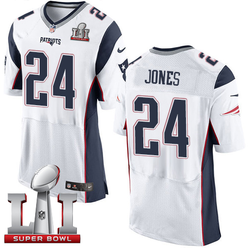 Nike Patriots #24 Cyrus Jones White Super Bowl LI 51 New Elite Jersey
